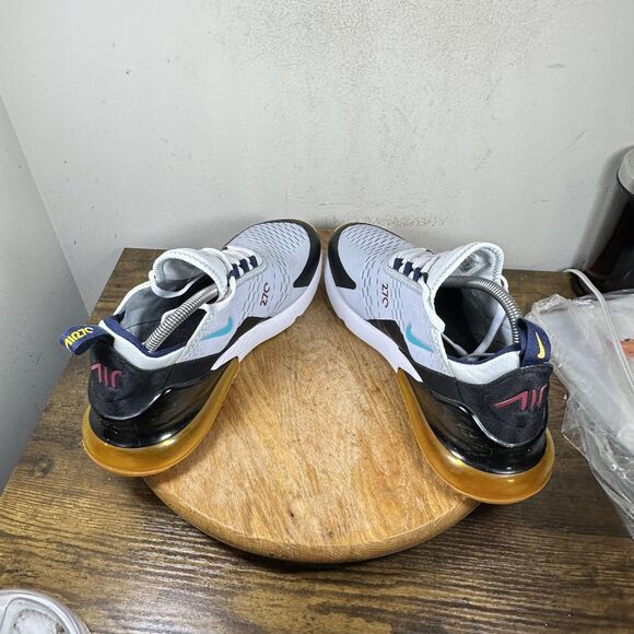 Nike Air Max 270 Shoes Mens Size 10 White Black Blue Yellow DJ2736-001 Lifestyle main image 7